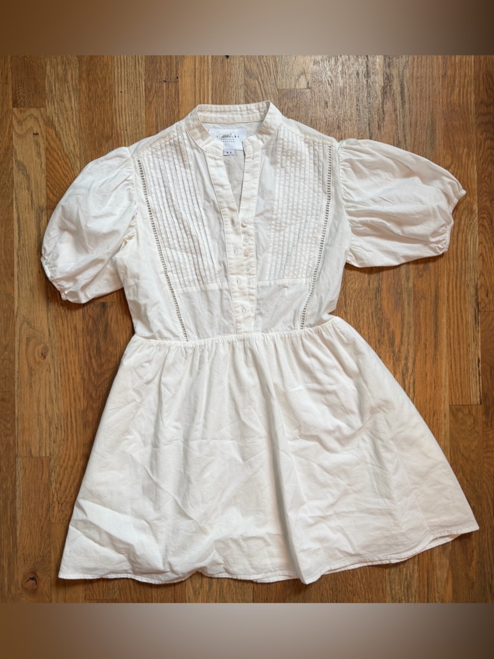 The Shirt by Rochelle Behrens White Puff-Sleeve Mini Dress